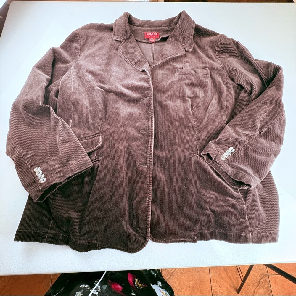 Vintage Chaps Women’s Blazer 3X Chocolate Brown Corduroy Plus Size